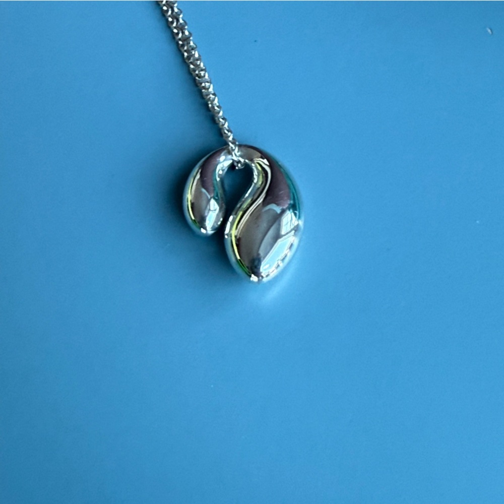 Tiffany & Co. .925 Silver Elsa Peretti Double Teardrop Necklace, PRICE FINAL - Picture 6 of 14